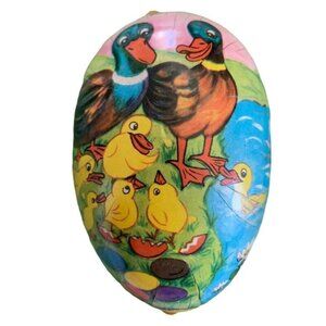 Colorful Paper Mache Decorative Egg Made in German Democratic Republic Vtg